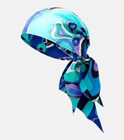 Pucci Iride Silk Twill Head Wrap In Blue