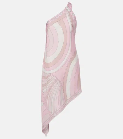 Pucci Iride Silk Twill Minidress In Pink