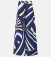 Pucci Marmo-print Maxi Skirt In Blue