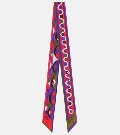 Pucci Iride Silk Twill Scarf In Pink