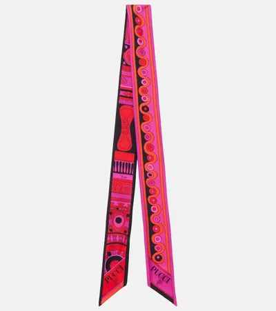 Pucci Iride Silk Twill Scarf In Pink