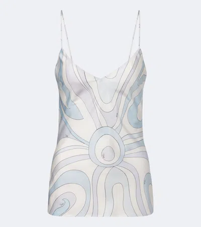 Pucci Iride Silk Twill Top In Blue