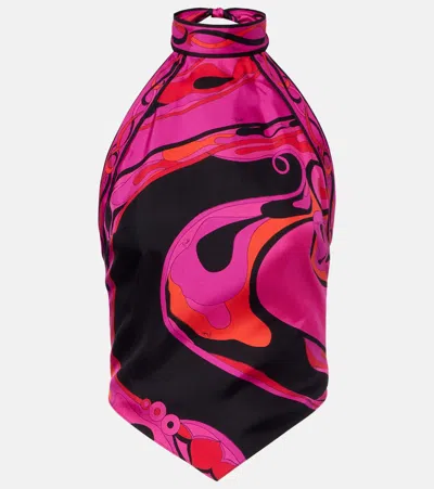 Pucci Iride Silk Twill Top In Multi