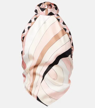 Pucci Iride Silk Twill Top In Neutrals