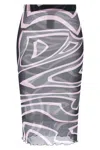 Pucci Prnted Tulle Longuette Midi Skirt Clothing In Blue