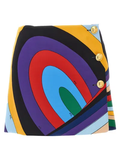 Pucci Printed Cady Mini Wrap Skirt In Multicolor