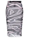 Pucci Prnted Tulle Longuette Midi Skirt Clothing In Pink