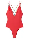 Pucci Iride-strap Open-back Swimsuit In Red