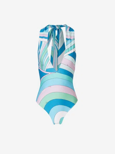 Pucci Iride Technical Swimsuit In Multi Design