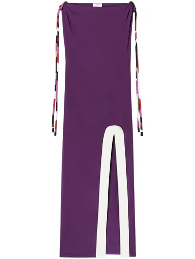 Pucci Iride-trim Long Dress In Purple