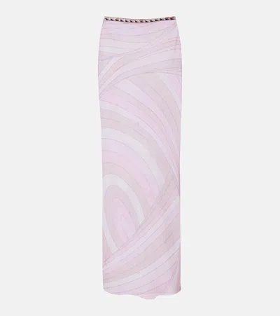 Pucci Iride Tulle Maxi Skirt In Pink