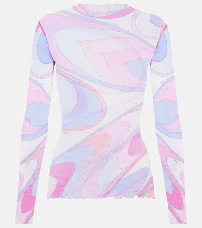 Pucci Iride Tulle Top In Pink