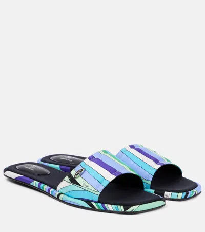 Pucci Iride Twill Thong Sandals In Multicoloured