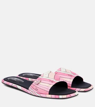 Pucci Iride Twill Thong Sandals In Multicoloured