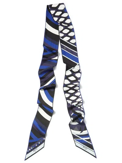 Pucci Iride Vivara-print Silk Scarf In Blue