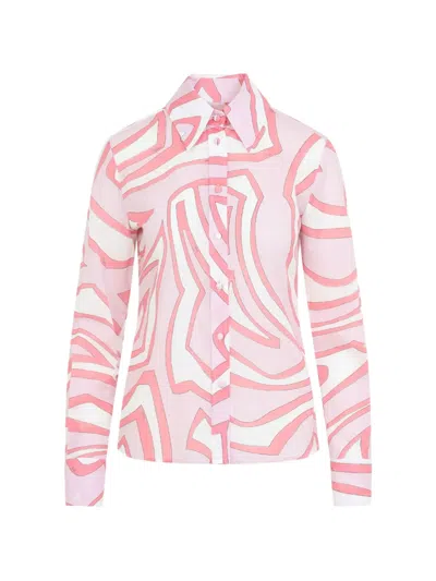 Pucci Iride-print Cotton Shirt In Pink