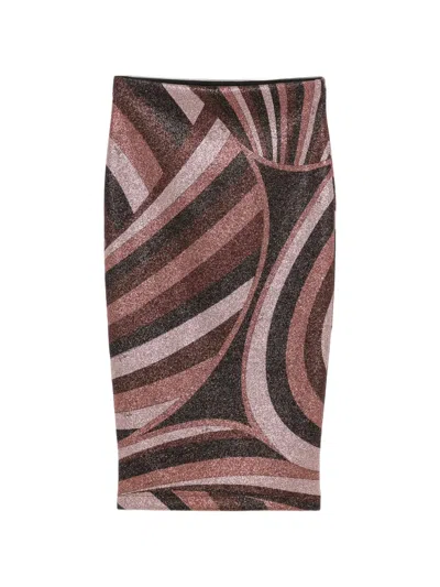 Pucci Iride-print Glittered Midi Skirt In Multi