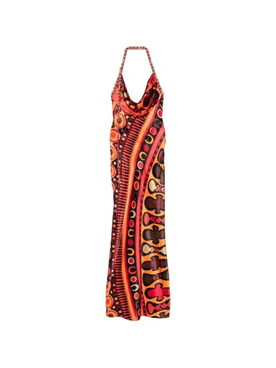 Pucci Iride-print Halterneck Maxi Dress In Multi