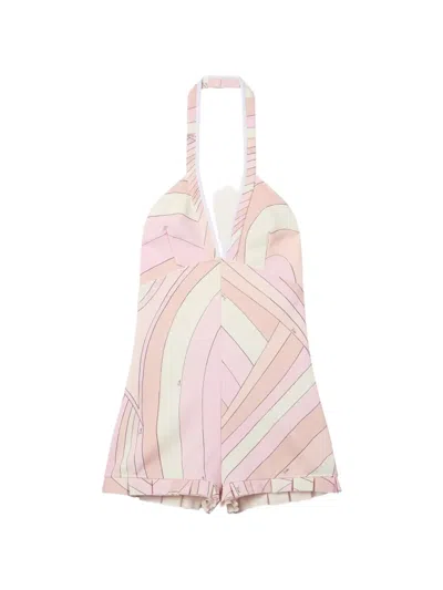 Pucci Iride-print Halterneck Playsuit In Black