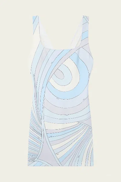 Pucci Iride-print Jersey Mini Dress In Light Blue