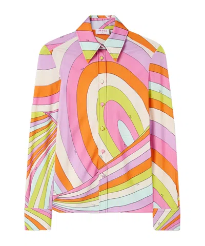 Pucci Iride-print Long-sleeve Shirt In Multi