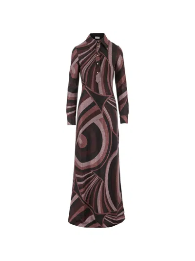Pucci Iride-print Lurex Dress In Brown