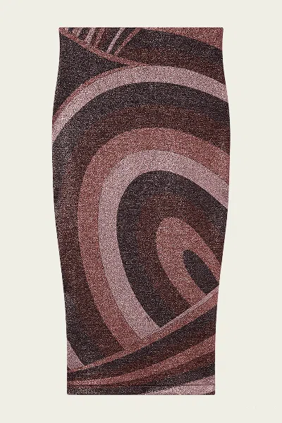 Pucci Iride-print Lurex Jersey Skirt In Bordeaux Gold In Multi