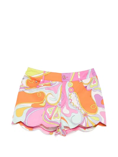 Pucci Iride-print Scalloped Shorts In Pink