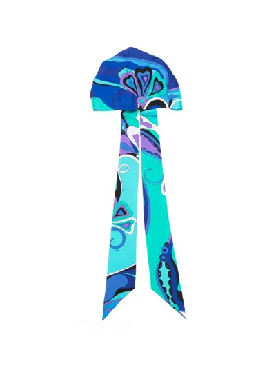 Pucci Iride-print Silk Headband In Blue