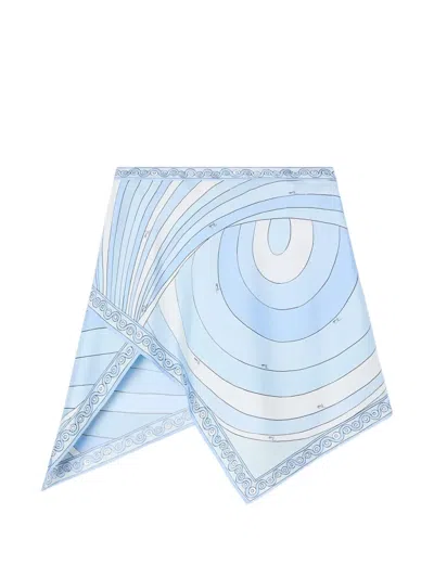 Pucci Iride-print Silk Scarf Skirt In Blue