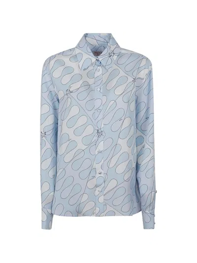 Pucci Iride-print Silk Shirt In Blue