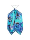 Pucci Orchidee Print Asymmetric Chain Top In Blue