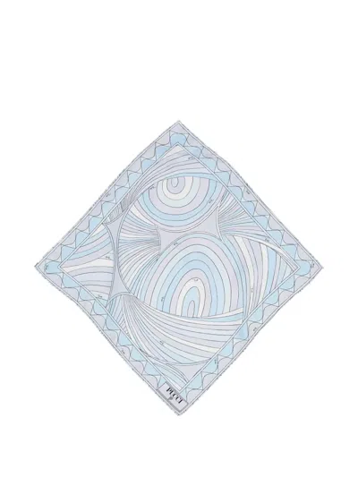 Pucci Iride-print Small Silk Scarf In Blue