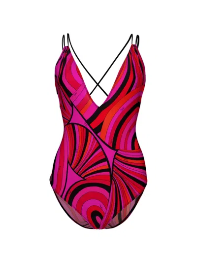 Pucci Iride-print Swimsuit In Pink