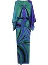 Pucci Iride-print Silk Twill Maxi Dress With Cape