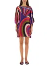 Pucci Iris Print Silk Short Kaftan Clothing In Multi