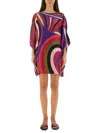 Pucci Iris Print Silk Short Kaftan Clothing In Multi