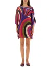 Pucci Iride Print Mini Silk Kaftan Dress In Multi