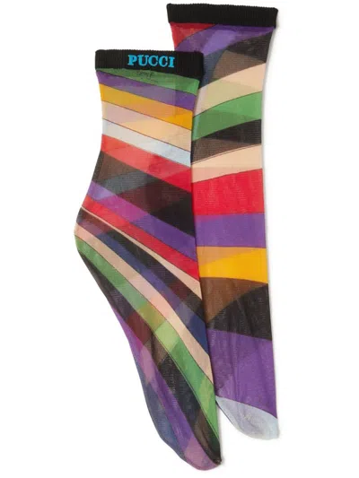 Pucci Iride-print Socks In Multicolour