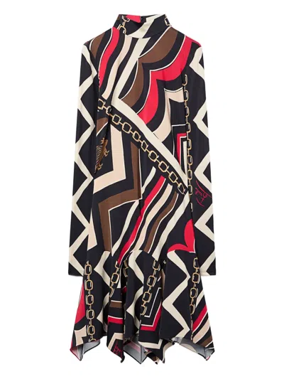 Pucci Istrice-print Satin Dress In Multi