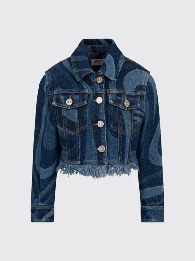 Pucci Coat Kids Color Blue In Multi