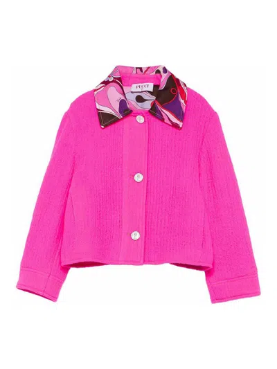 Pucci Kids' Jacket With Contrasting Collar In Pink