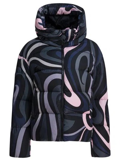 PUCCI PUCCI NYLON DOWN JACKET WITH "MARMO" PRINT