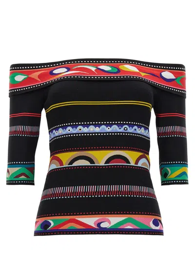 Pucci Jacquard Patterned Top In Multicolor
