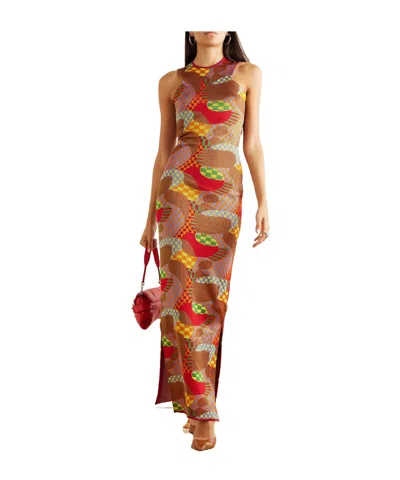 Pucci Intarsia-knit Maxi Dress In Brown