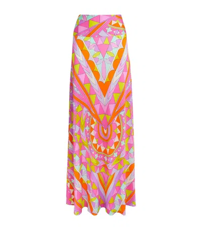 Pucci Jersey Geometric Maxi Skirt In Pink