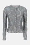 Pucci Patch-pocket Button Cardigan In Silver
