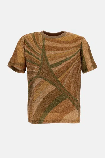 Pucci Golden Marmo Print T-shirt In Brown