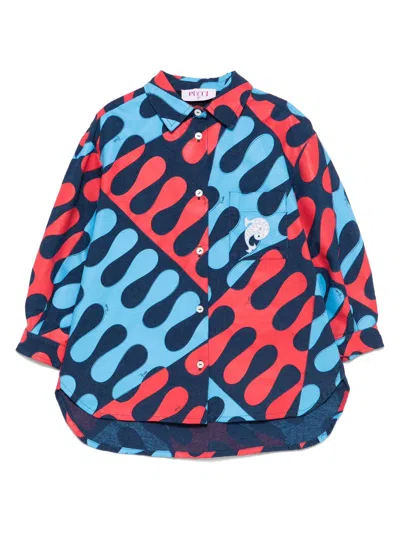 Pucci Junior Kids' Abstract-print Shirt In Blue