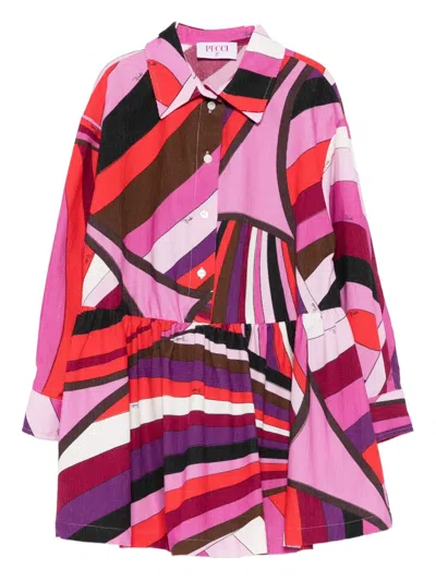 Pucci Junior Kids' Abstract-print Shirt Dress In Pink